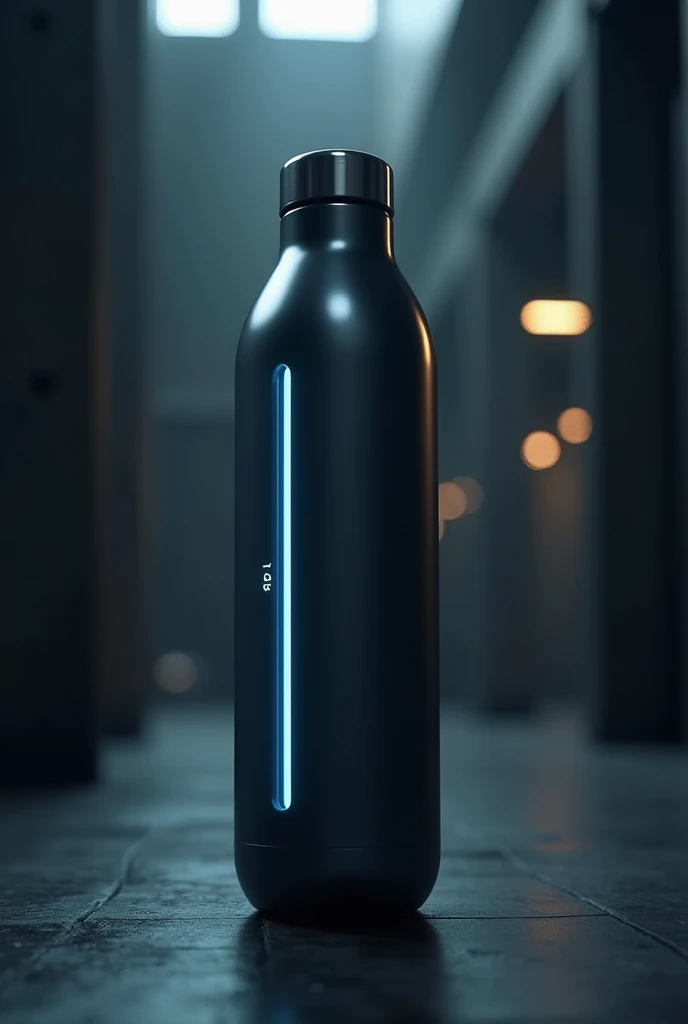 A water bottle, cinematic looks , digital screen