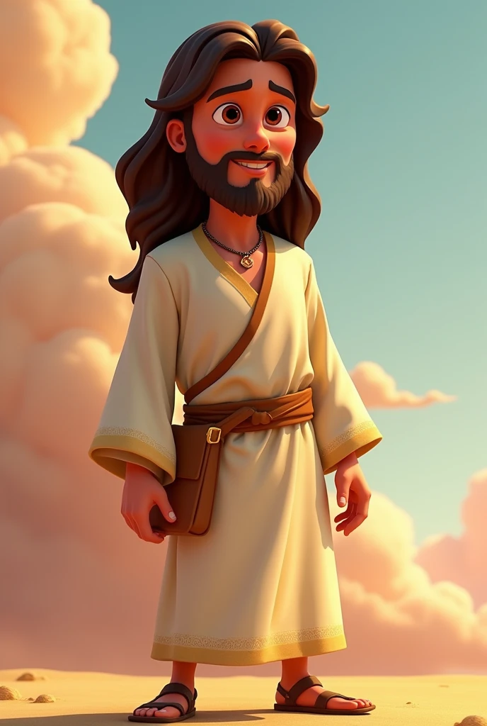 ~Create an unrealistic character, cartoon animation design, Jesus in a Disney Pixar cartoon style,
.