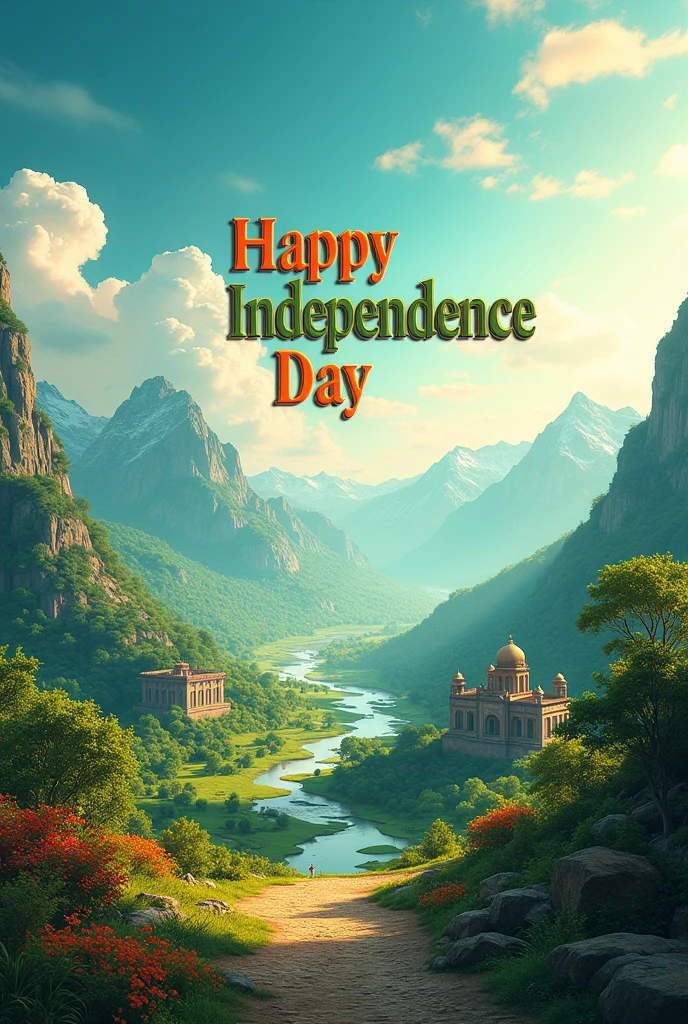 Include text (Happy Independence Day)for India (without people)
