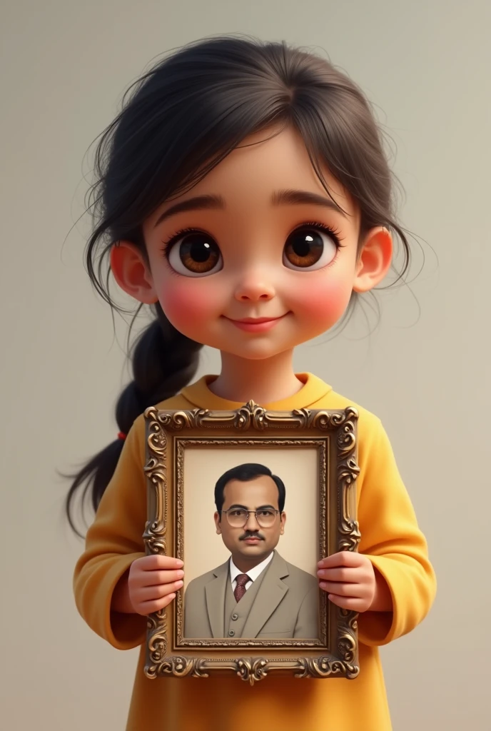 A Adult our Cute Girl With A PHOTO and Frame A photo Is Babashab Ambedkar 