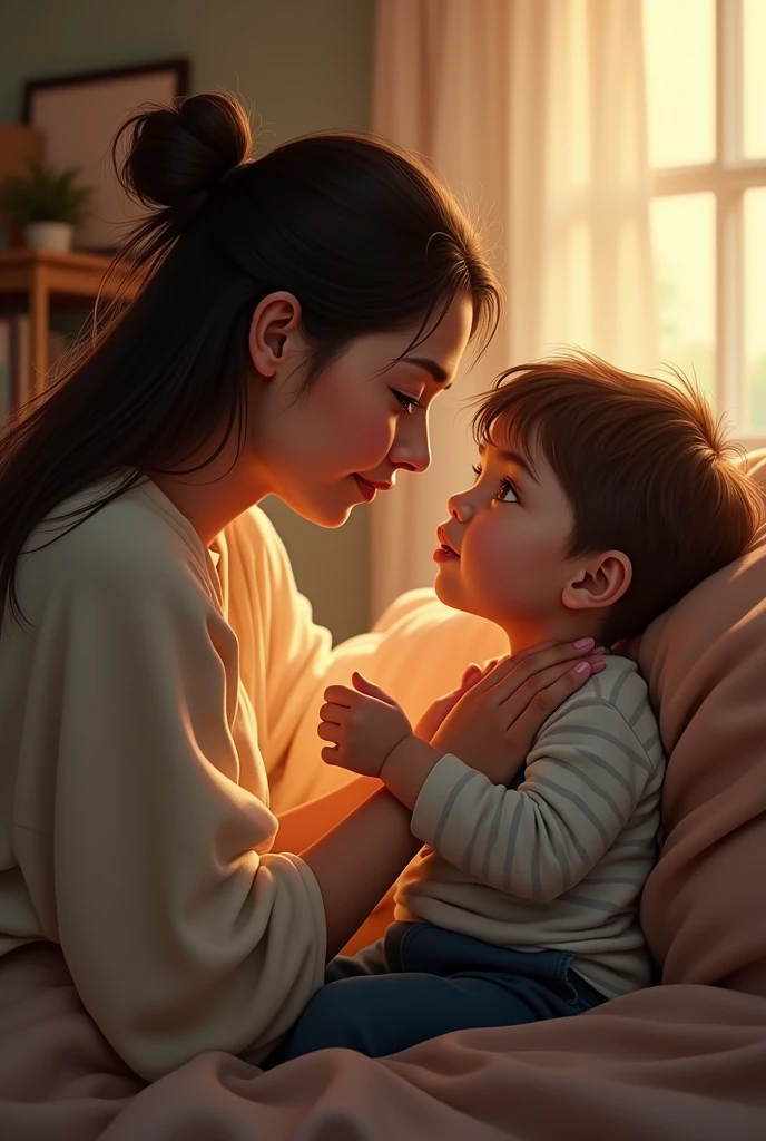 The mother always explained to the son in a soft voice