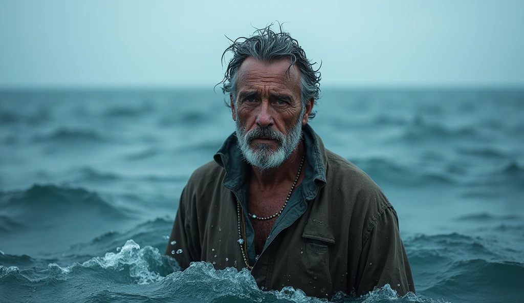 The man middle of the ocean