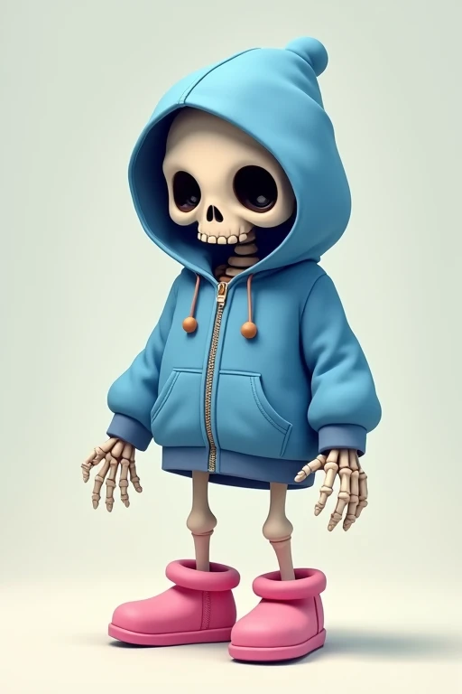 Sans Skeleton Writing!Blue hoodie、Grey hood、Pink slippers!I'm short!That's good!Just a little bit real!Hairless!Opening the zipper of the hoodie all the way!