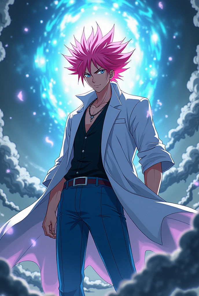 Draw Gojo from Jujutsu Kaisen and make my hair pink like Yuji Itadori