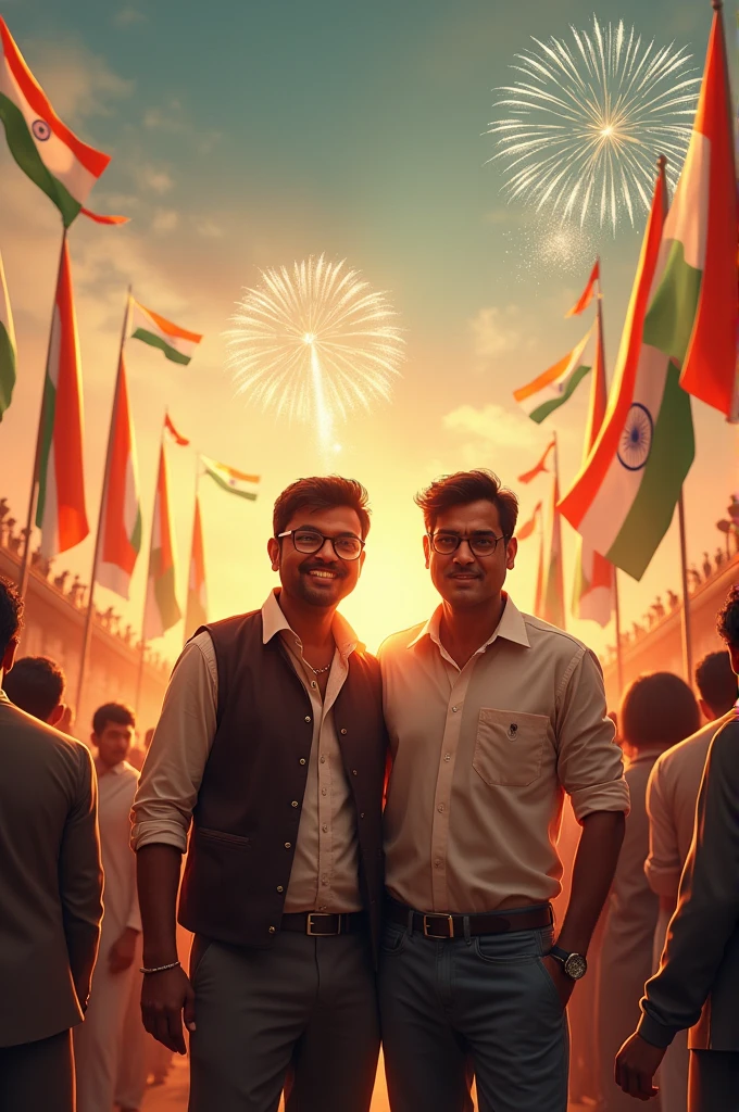 Give me a image of independence day with written as alok kumar vibhow kumar