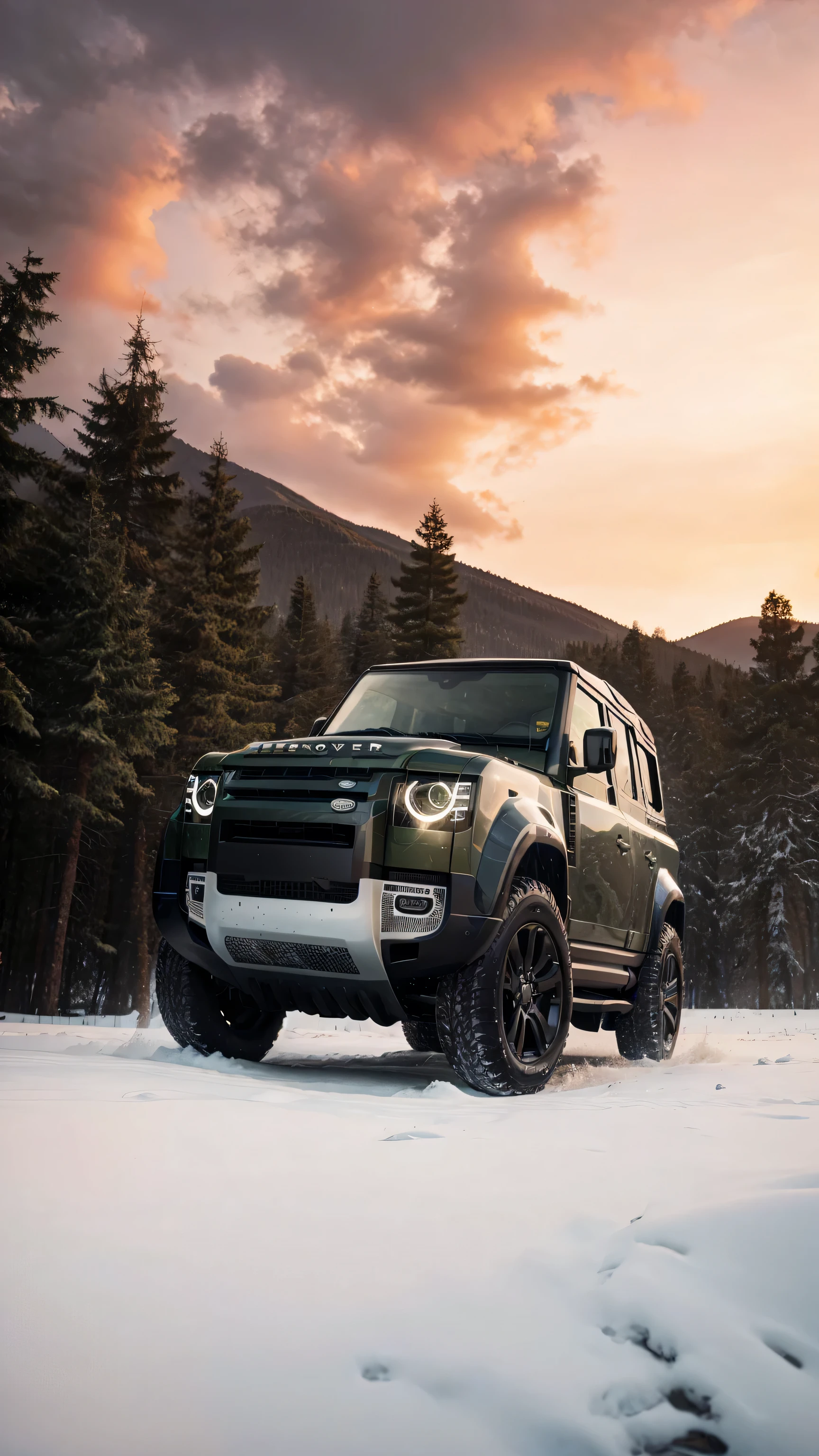 Land rover defender 2024 in dark greenish body and have a stunning alloy wheels 