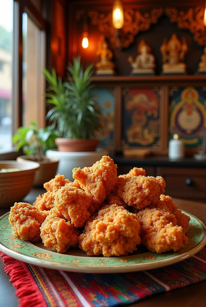 Fried Chicken Shop, which is called Kokorico, with a theme of cultural things from the country of Laos