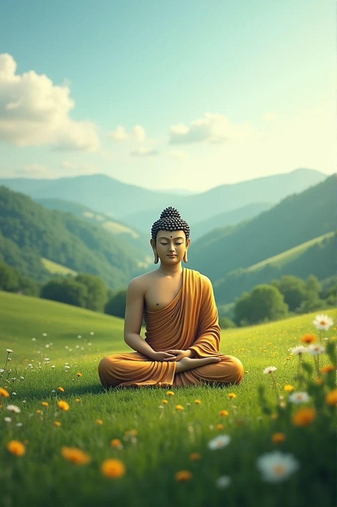Gautam buddha image in field