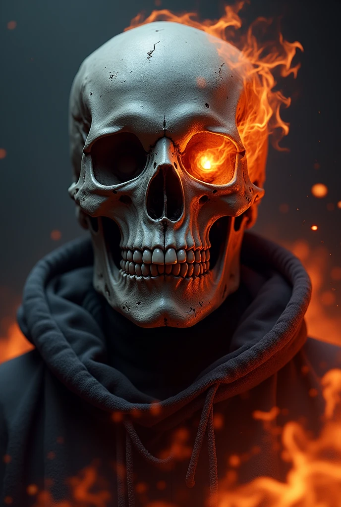 Create a banner for youtube that says manolo69 with a skull with fire