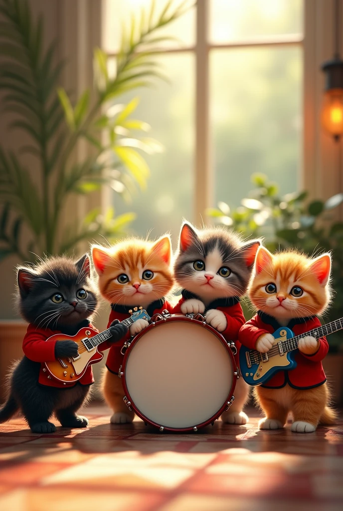 Kittens forming a Beatles band