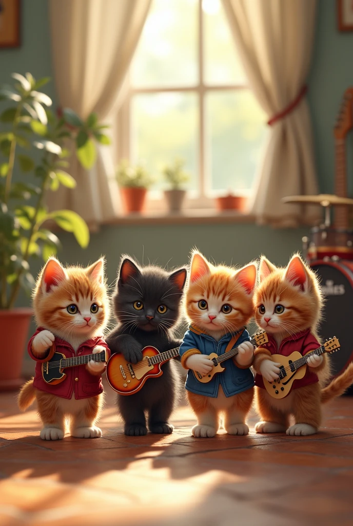 Kittens forming a Beatles band