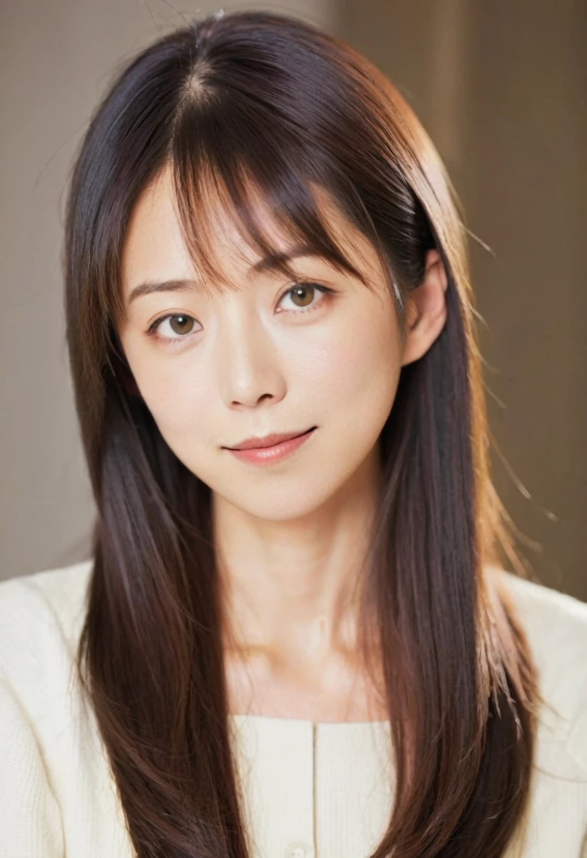 Yurie Okamoto、Age 35、Long straight hair、Lifted eyes、Fox Eyes
