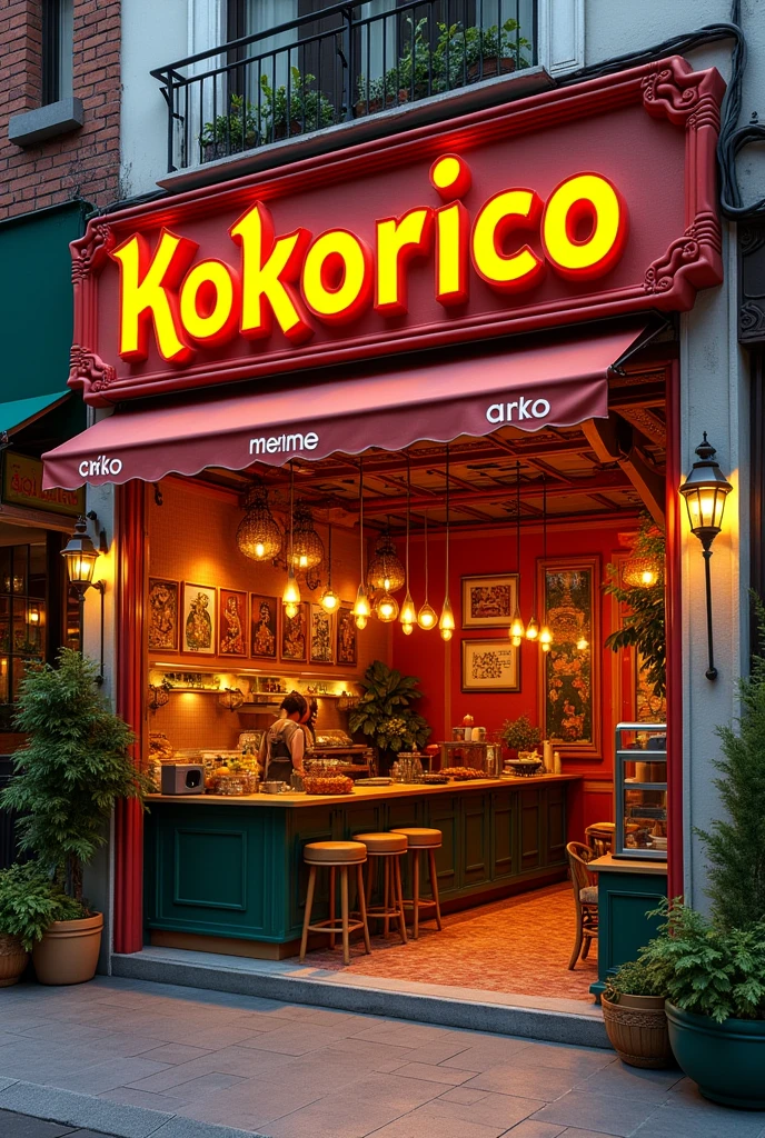 Fried Chicken Shop, which is called Kokorico, with a theme of cultural things from the country of Laos, that the name of kokorico is visible
