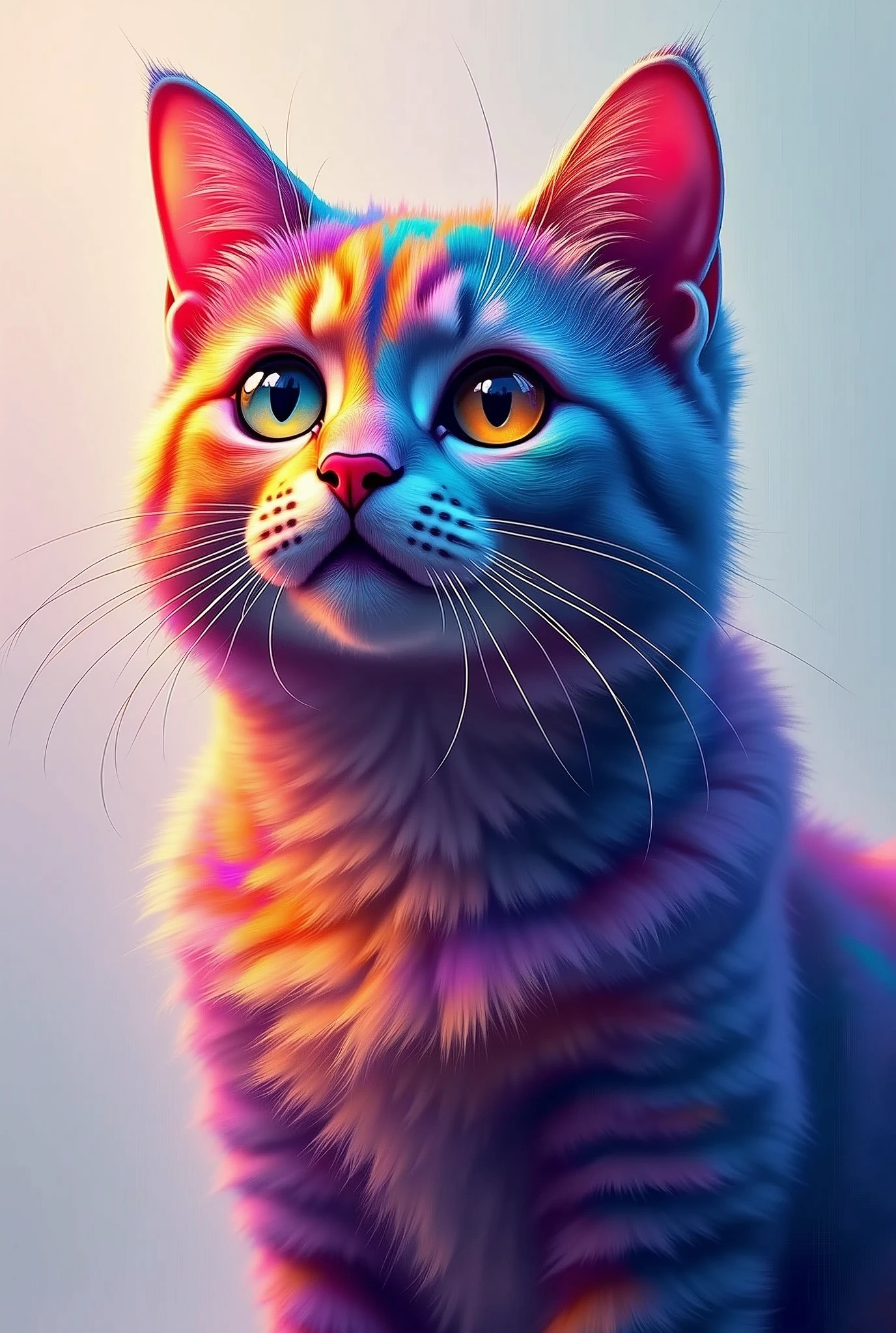 brightly colored Cat with bright eyes and long whiskers, Beautiful Art UHD 4K, 4k Highly detailed digital art, Cat. Digital Painting, 4K Detailed Digital Art, Detailed painting 4k, Digital Painting highly detailed, Beautiful digital art, highly detailed Digital Painting, Highly detailed digital art, Just a joke, digital art 4k, Digital Art 4K