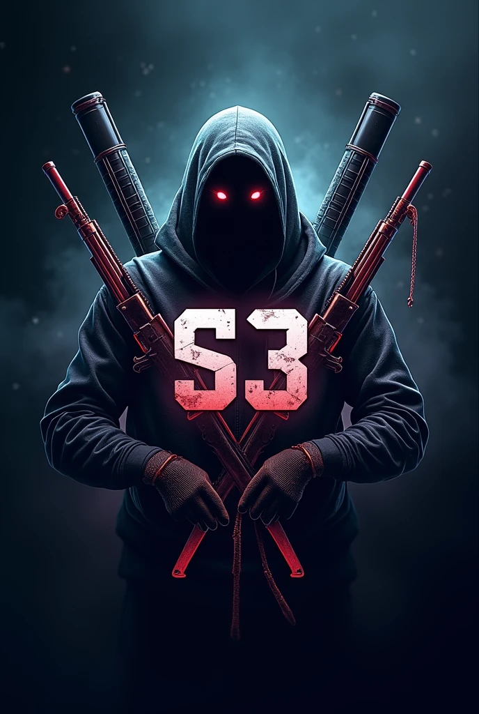 Create a logo for my Call of Duty Warzone clan called S3 that looks professional, dark, but with a little color, that contains a ghost and weapons but still looks professional, that has a space background the colors not so striking, the ghost and the weapons a little realistic, the S3 name in the middle, I emphasize, that it looks very professional, also that it has something from Colombia, it can be a flag or something but VERY PROFESSIONAL, nothing about edited, WITH THE COLOMBIAN FLAG SOMEWHERE