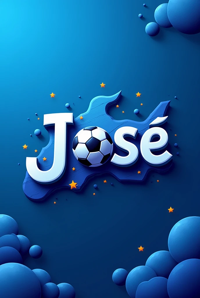 Logo with the name José and the o is a soccer ball with a creative blue background
