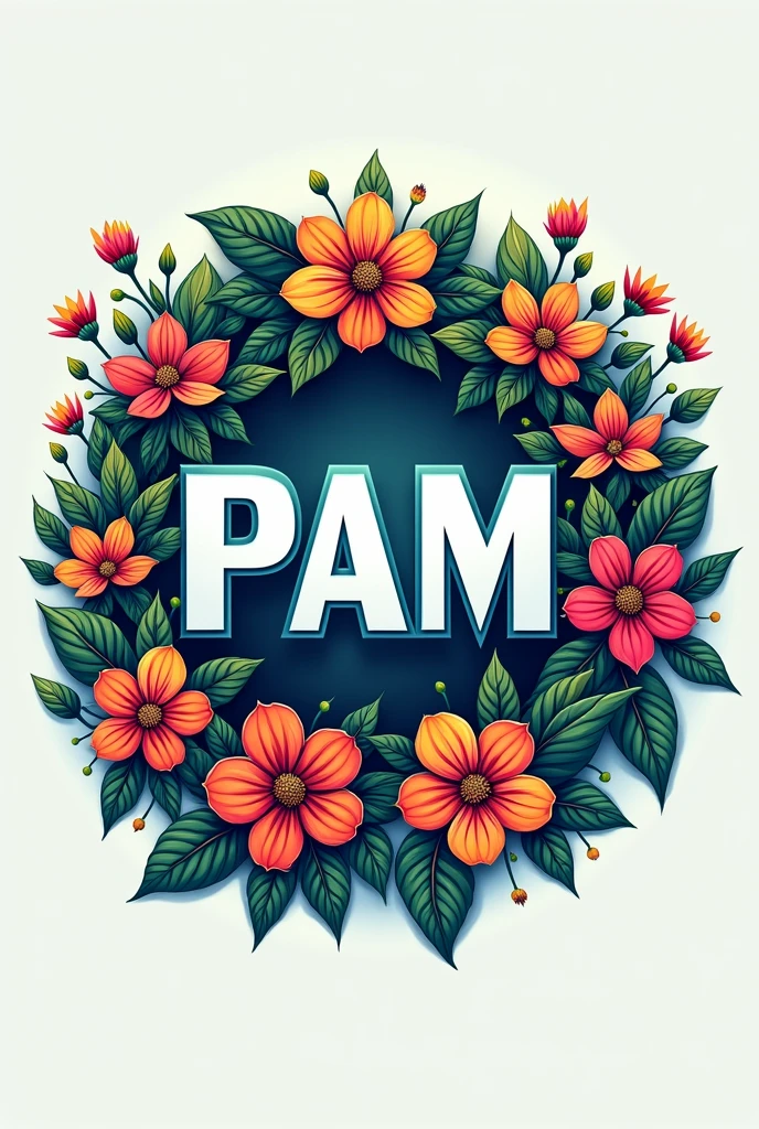 I want a catchy logo for a WEPLAY gaming room with flowers and my name PAM