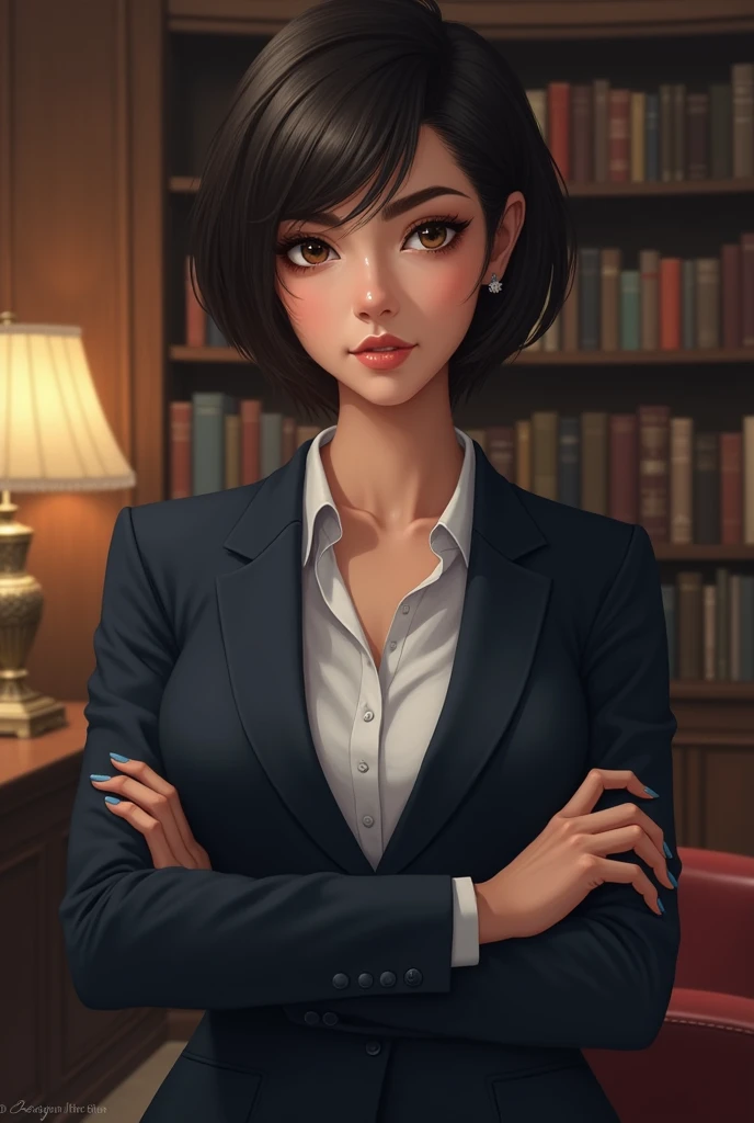 Beautiful short haired psychologist in professional dressing