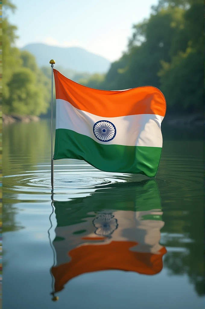 Indian flag in in the river with the name Sadiya