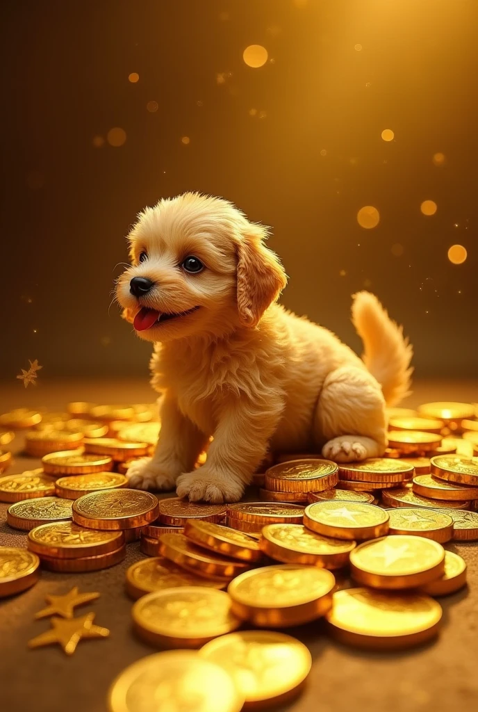 Pile of gold, Gold coins, dog, Gold coins이 하늘에서 쏟아진다. Dazzling golden, golden light, The Golden Box, Gold Coin,