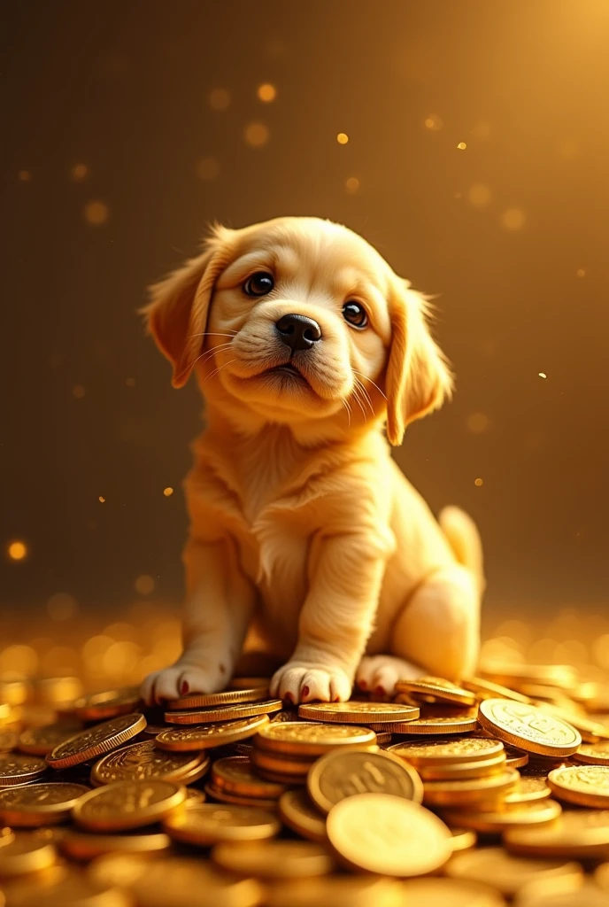 Pile of gold, Gold coins, dog, Gold coins이 하늘에서 쏟아진다. Dazzling golden, golden light, The Golden Box, Gold Coin, 