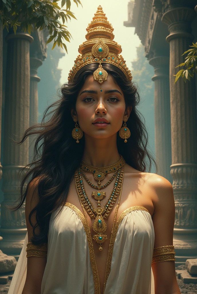 In this image a women turns into a Tamil god