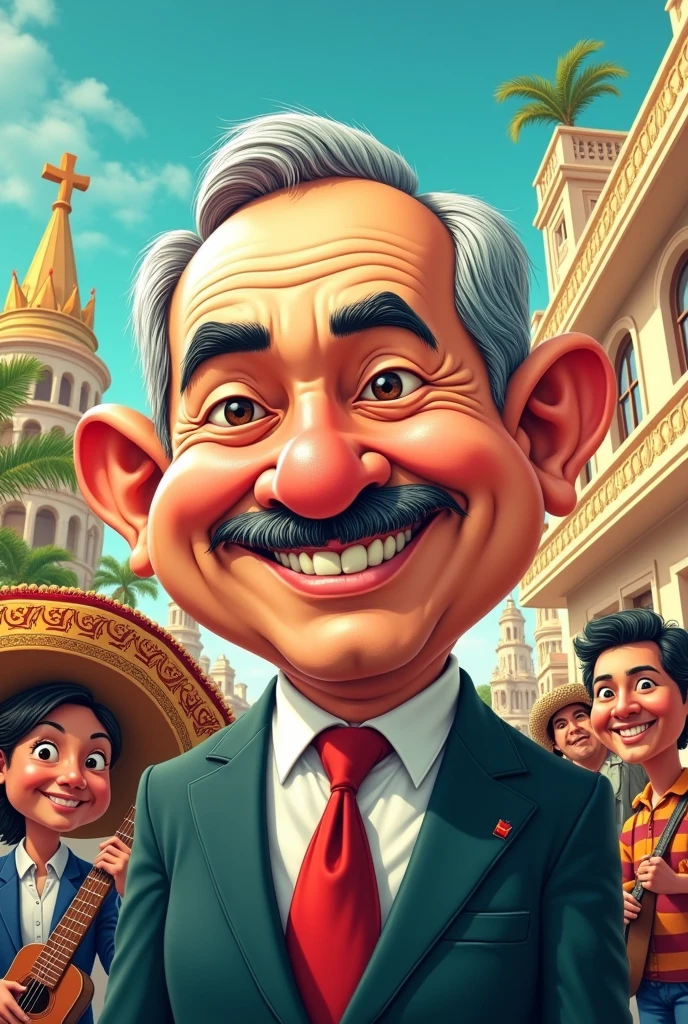 Create a funny cartoon image of Andrés Manuel López Obrador