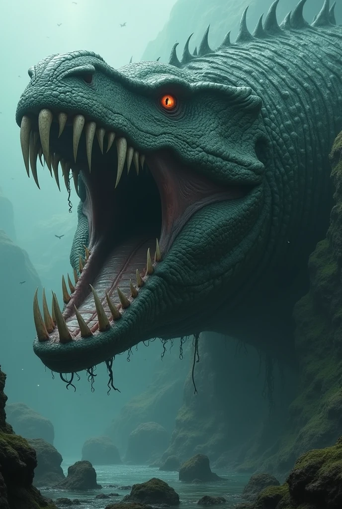 A prehistoric aquatic animal with sharp, angry teeth named Leviathan