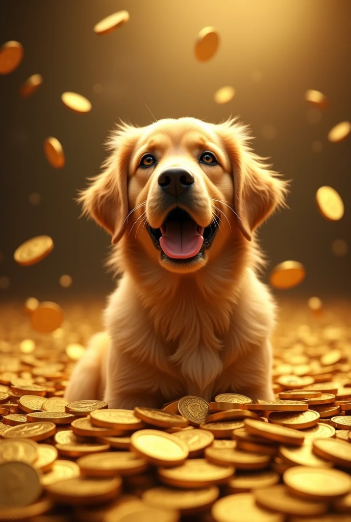 a pile of golden coins, golden retriever dog, golden coins falling from the sky, dazzling golden color, golden box, golden coins
(best quality,4k,8k,highres,masterpiece:1.2),ultra-detailed,(realistic,photorealistic,photo-realistic:1.37),golden retriever dog, pile of golden coins, golden coins falling from the sky, dazzling golden color, golden box, golden coins, intricate details, glowing golden light, cinematic lighting, dramatic shadows, vivid colors, dynamic composition