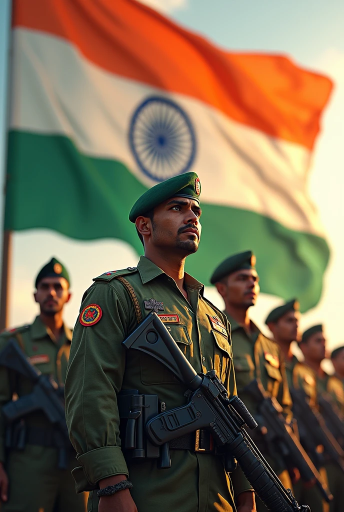 Indian flag and military 
