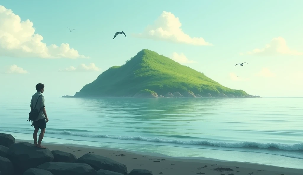 He saw a small island in the distance