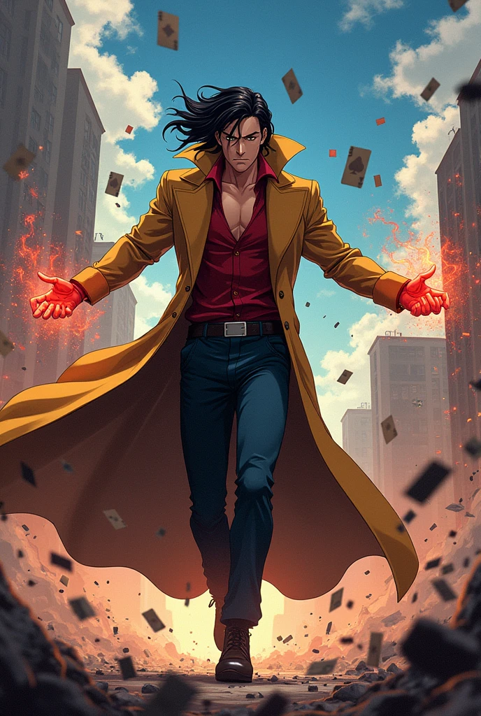 Gambit from the X-Men anime version in an epic battle