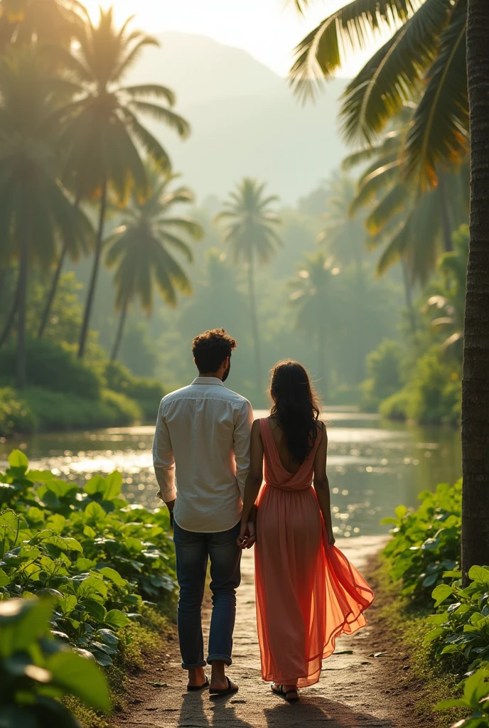 Create a tour package brochure with a couple on honeymoon in a kerala
, write Kerala Tour packages, book now