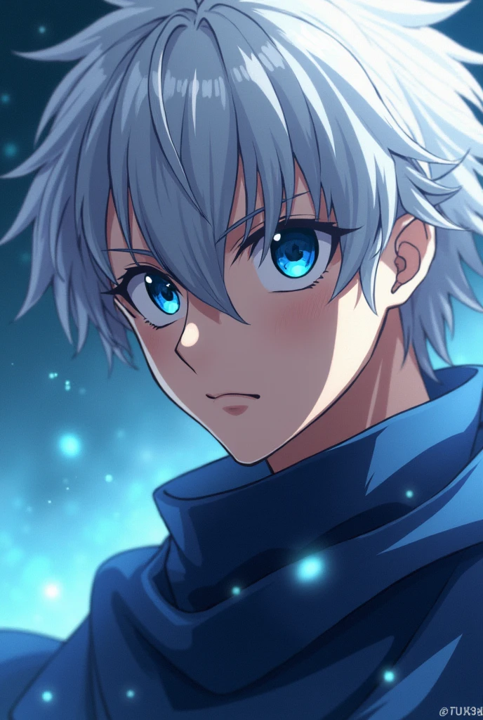 Satoru Gojo style from the Mappa studio anime, Glancing at me with love