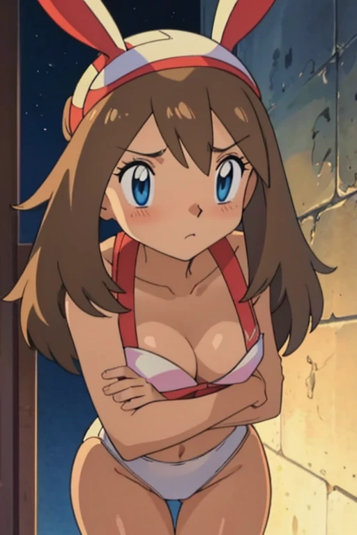 chest, 大きなchest, Gaze, Light blush, Bunny girl,chest元の開いた,whole body,Thighs,Looking up