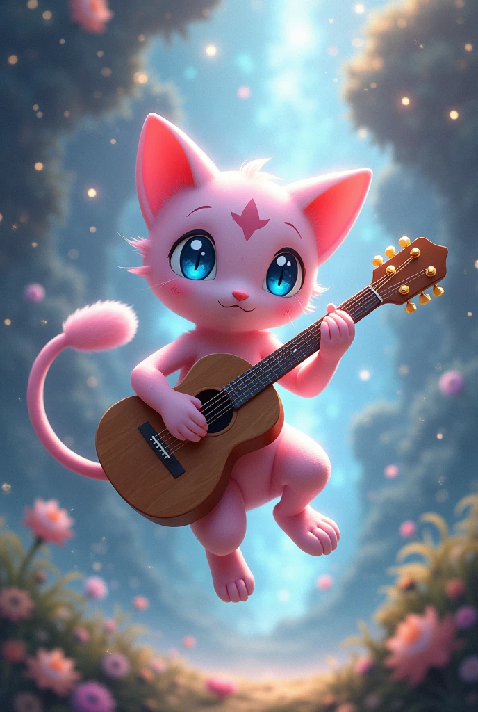 Pokémon Mew con guitarra