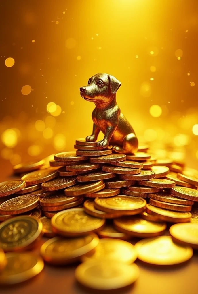 Pile of gold, Gold coins, dog, Gold coins이 하늘에서 쏟아진다. Dazzling golden, golden light, The Golden Box, Gold Coin,