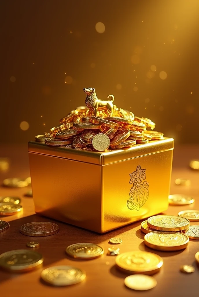 Pile of gold, Gold coins, dog, Gold coins이 하늘에서 쏟아진다. Dazzling golden, golden light, The Golden Box, Gold Coin, 