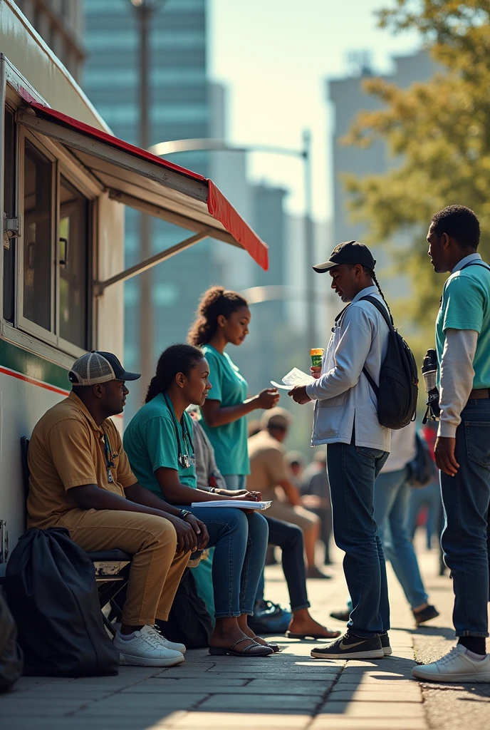 Create images that illustrate the topic IMPLEMENTATION OF STRATEGIES TO ADDRESS HIV IN STREET DWELLERS: A PRACTICAL APPROACH TO IMPROVING PUBLIC HEALTH