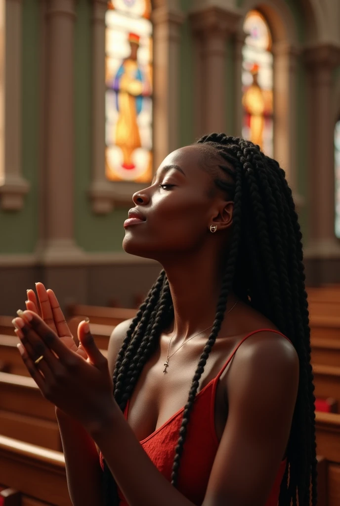 Beautiful black Female Christian at church