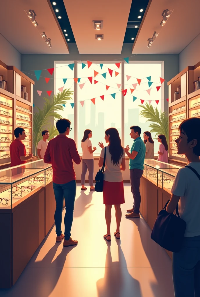 Create a image to upload of my story from our business named sun optical which is a optical showroom wishing our customers happy independence day