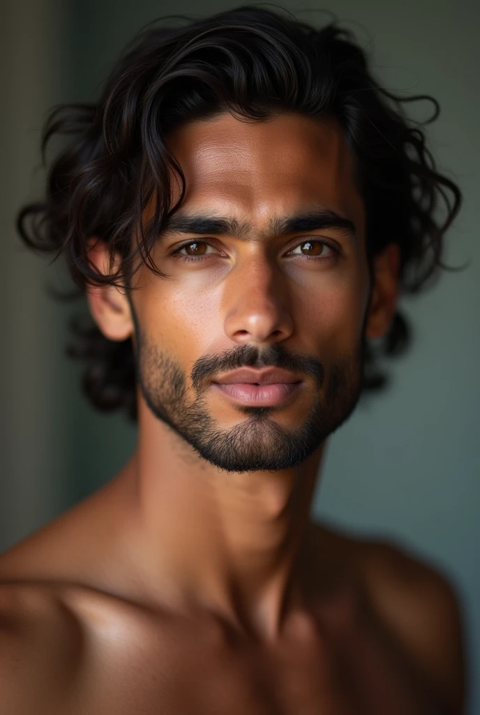 Brown man 187 cm tall, has medium dark slikeback hair model, with dark shiny eyes half western