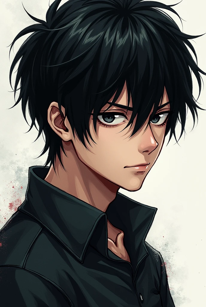 A Japanese man with black hair, resembling Eren Yeager