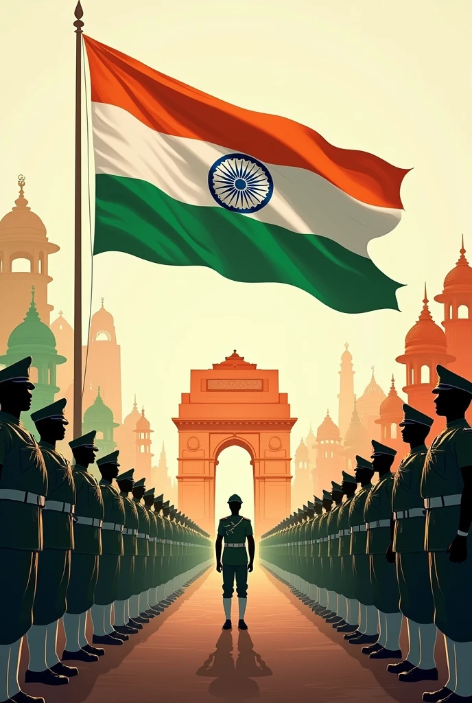 India independence day with Indian army and different state famous places in tricolour in video
