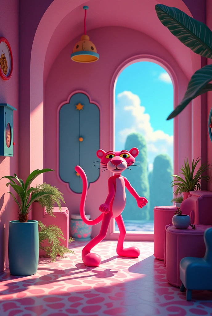 PINK PANTHER NAMED PAM IN A ROOM

