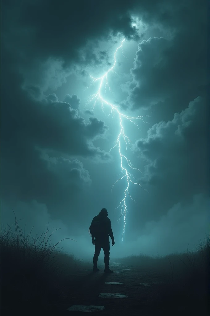 The sky is dark with ominous clouds, symbolizing the challenge ahead."