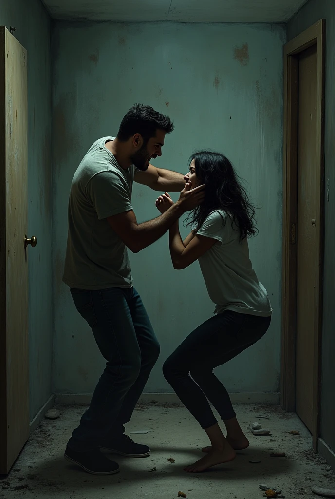 A man beating his girlfriend