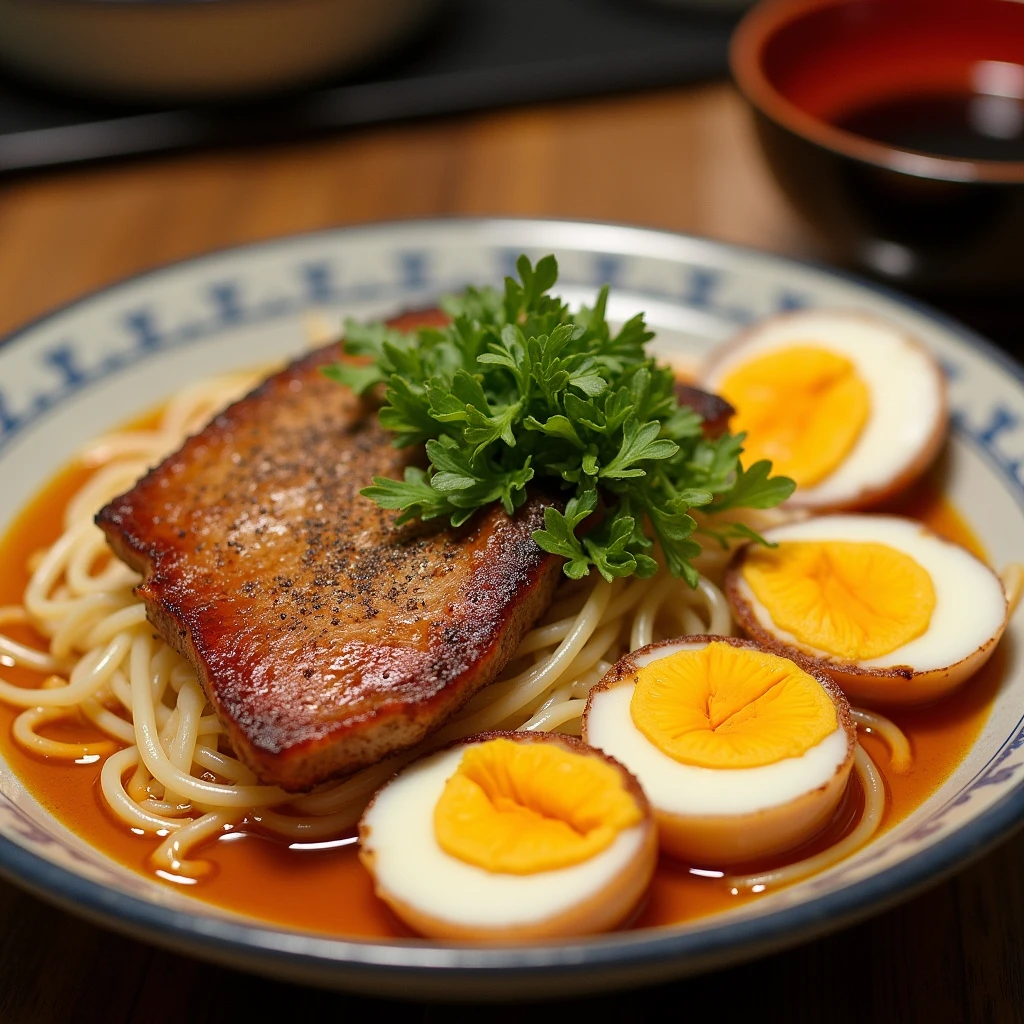 Abura-soba　roasted pork fillet　Boil eggs　