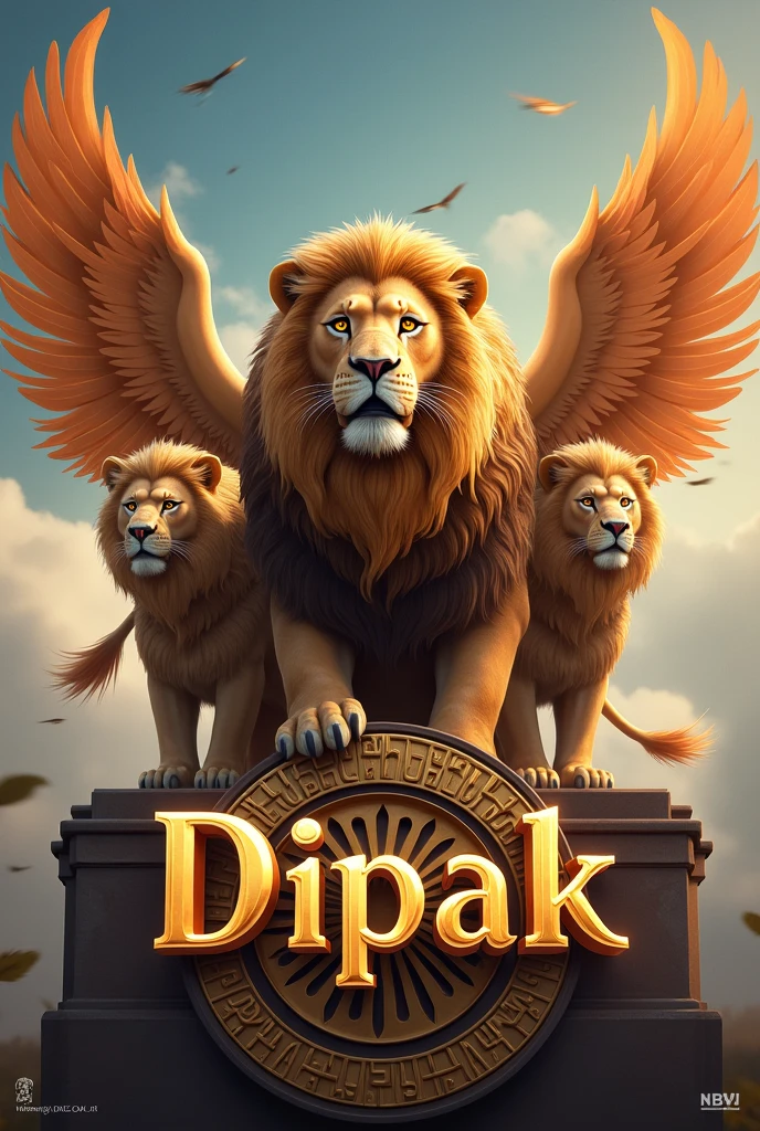 Name Dipak writen on bottam of Ashok chakra lions with wings
