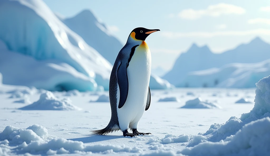 Penguin in Antarctic, ultrarealistic,  photorealistic 